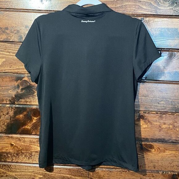 Tommy Bahama Golf 1/4 Zip Black Short Sleeve Polo Shirt Women's Size Large - Picture 12 of 15